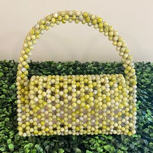 Beaded Lemon Handbag - Yellow Bead Top-Handle Bag